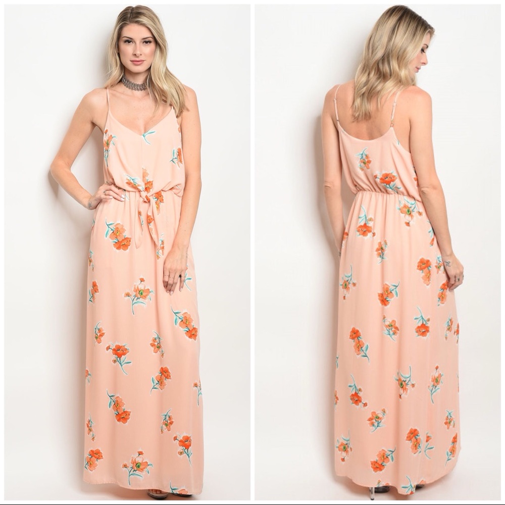 🍭Sweet Deal🍭Peach Front Tie Maxi